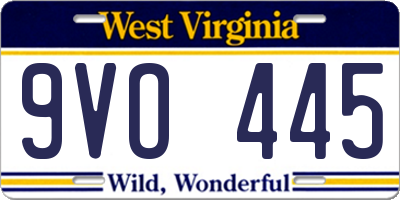 WV license plate 9VO445
