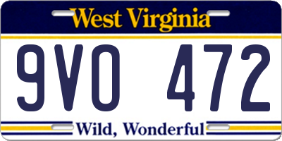 WV license plate 9VO472