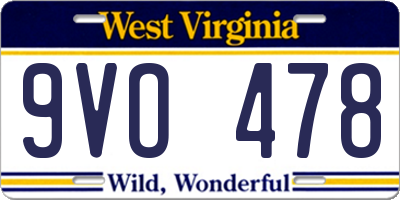 WV license plate 9VO478