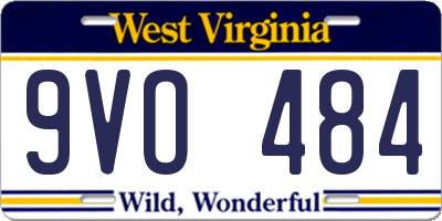 WV license plate 9VO484