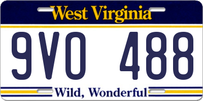 WV license plate 9VO488