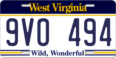 WV license plate 9VO494