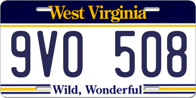 WV license plate 9VO508