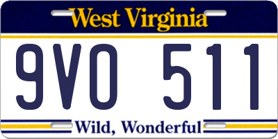 WV license plate 9VO511