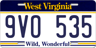 WV license plate 9VO535