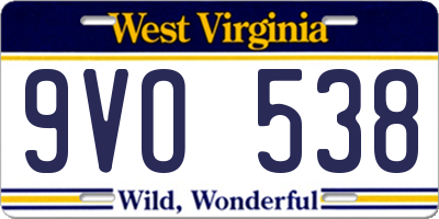 WV license plate 9VO538