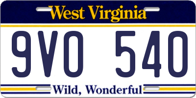 WV license plate 9VO540