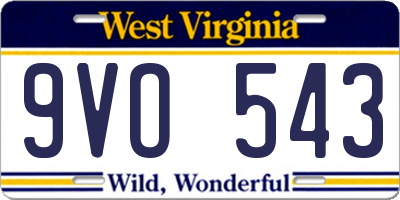 WV license plate 9VO543