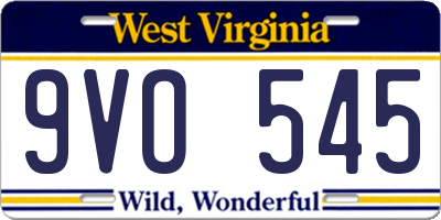 WV license plate 9VO545