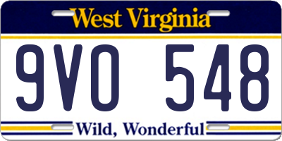 WV license plate 9VO548