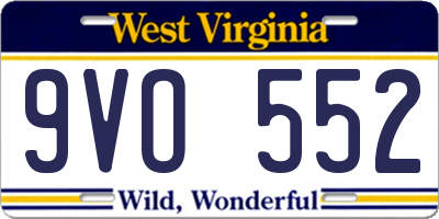 WV license plate 9VO552
