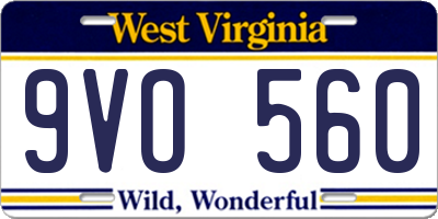 WV license plate 9VO560