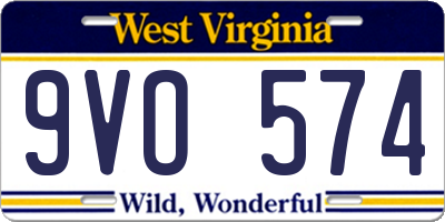 WV license plate 9VO574