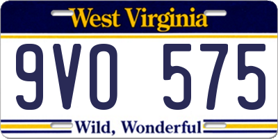 WV license plate 9VO575