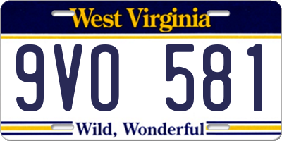 WV license plate 9VO581