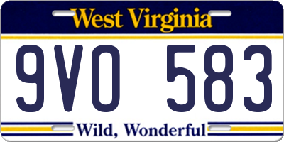 WV license plate 9VO583