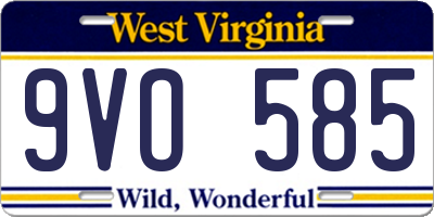 WV license plate 9VO585