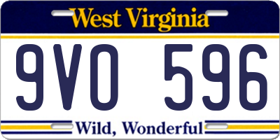 WV license plate 9VO596