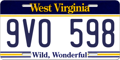 WV license plate 9VO598