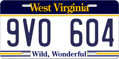 WV license plate 9VO604