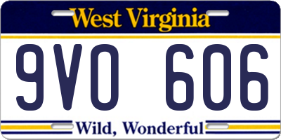 WV license plate 9VO606