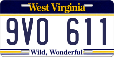 WV license plate 9VO611