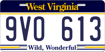 WV license plate 9VO613