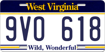 WV license plate 9VO618