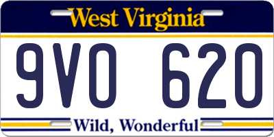 WV license plate 9VO620