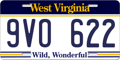 WV license plate 9VO622