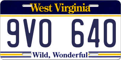 WV license plate 9VO640