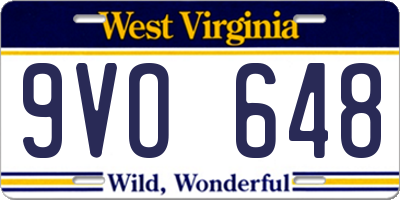 WV license plate 9VO648