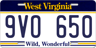 WV license plate 9VO650