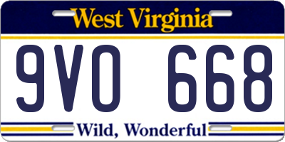 WV license plate 9VO668