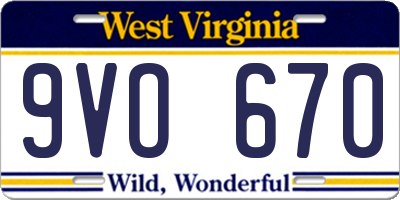 WV license plate 9VO670
