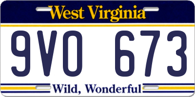 WV license plate 9VO673
