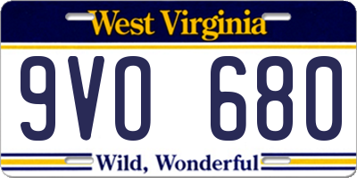 WV license plate 9VO680