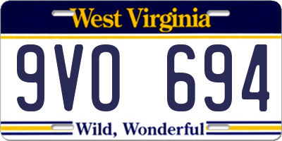 WV license plate 9VO694
