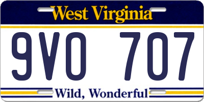 WV license plate 9VO707