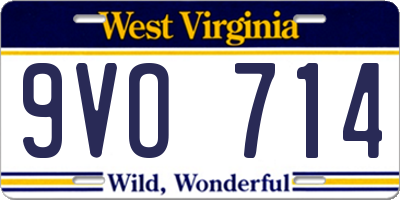 WV license plate 9VO714