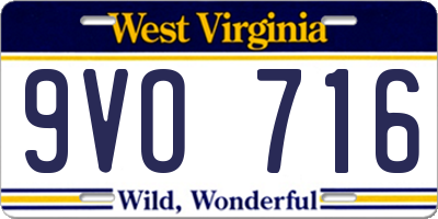 WV license plate 9VO716