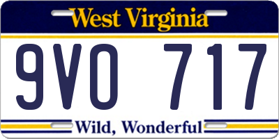 WV license plate 9VO717