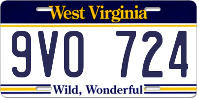WV license plate 9VO724