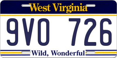 WV license plate 9VO726