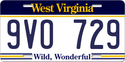 WV license plate 9VO729