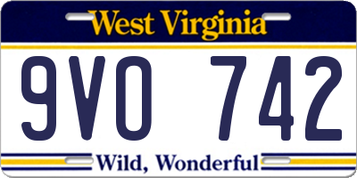 WV license plate 9VO742