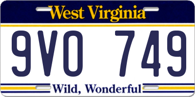 WV license plate 9VO749