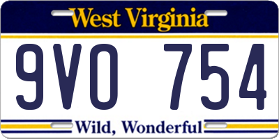 WV license plate 9VO754