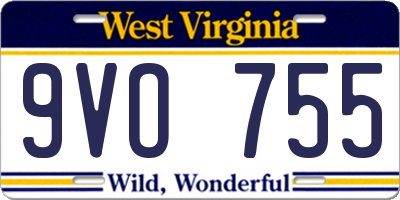 WV license plate 9VO755
