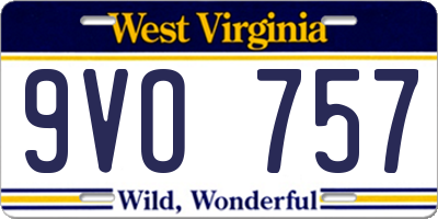 WV license plate 9VO757
